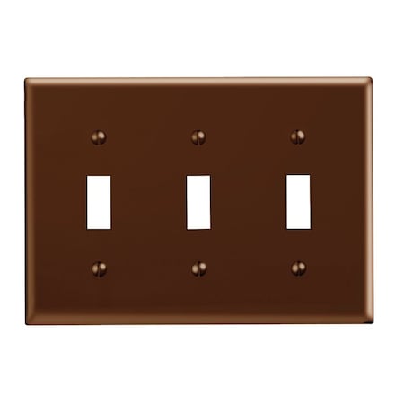 Leviton 3-Gang Plastic Toggle Switch Wall Plate, Brown 001-85011